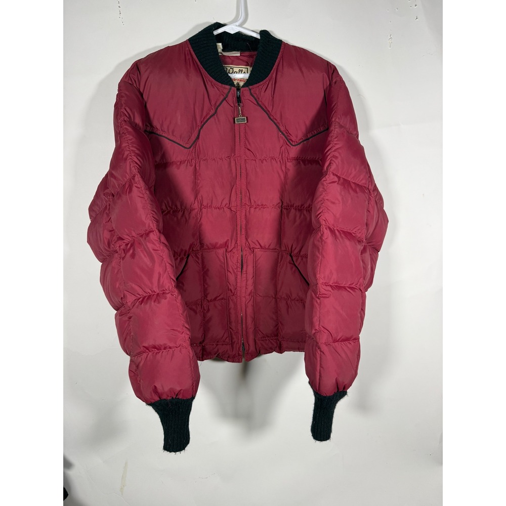 Vintage Walls Blizzard-Pruf Down Puffer Jacket Red Western Yoke USA Mens 48 Reg